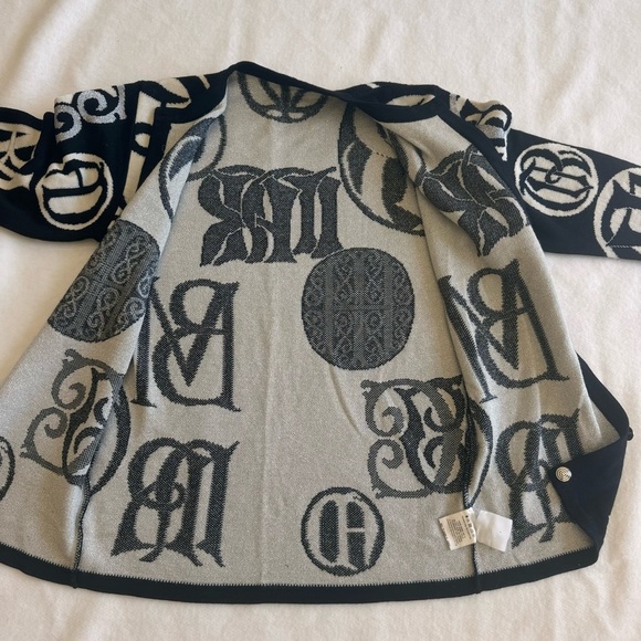 Vintage JAEGER Wool Cardigan Sweater Jacket Black | Silver Metallic Size S - Picture 6 of 13